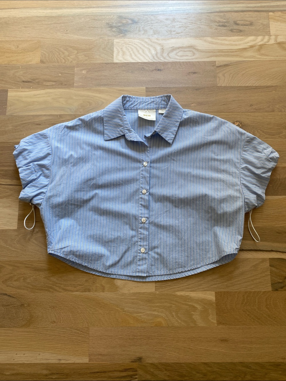 Maeve Blue Pinstripe Cropped Button-Down Shirt